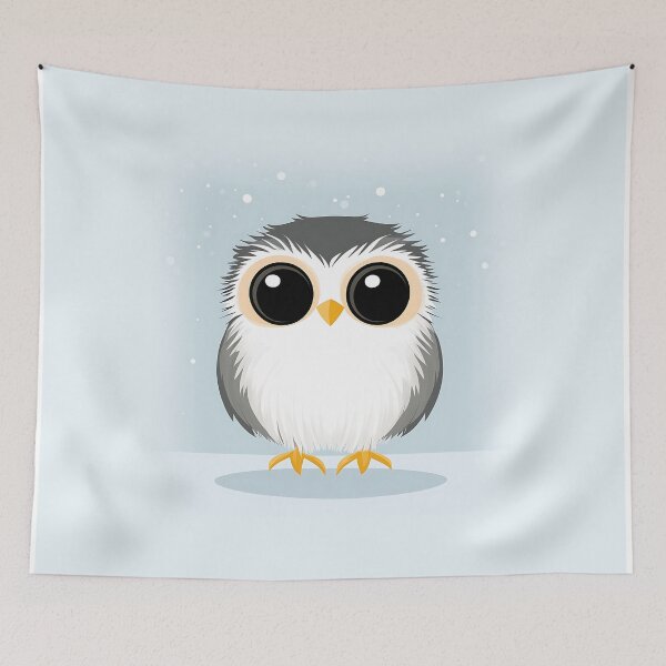 Item preview, Baby Owl Cartoon Illustration with Winter Theme designed and sold by GoldenTealArts.