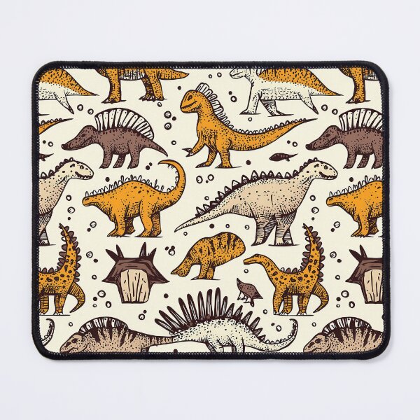 Item preview, Colorful dinosaurs on bright vintage-inspired patterns designed and sold by Piotrek0001.