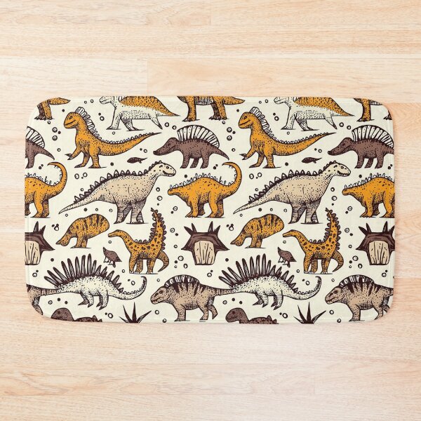 Item preview, Colorful dinosaurs on bright vintage-inspired patterns designed and sold by Piotrek0001.