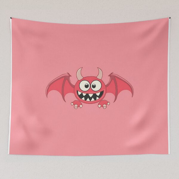 Item preview, Adorable Pink Cartoon Demon Flying Illustration designed and sold by GoldenTealArts.
