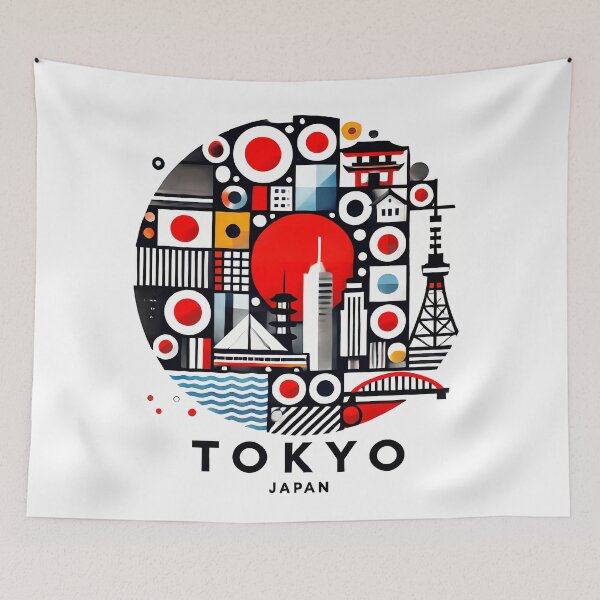 Item preview, Tokyo, Japan Cubism Art – Contemporary Travel Design designed and sold by OzzFrequency.