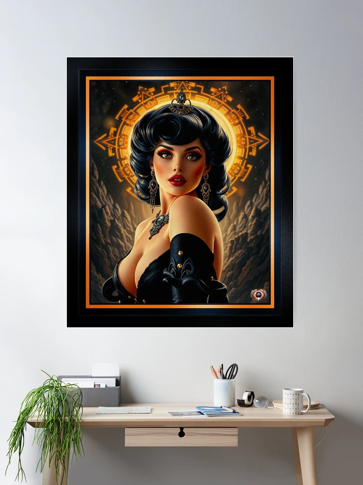 The Sun Is Her Crown, A Cosmic Masterpiece of Dark Elegance Stunning AI Concept Art by Xzendor7 Wall Decor Poster Art Print