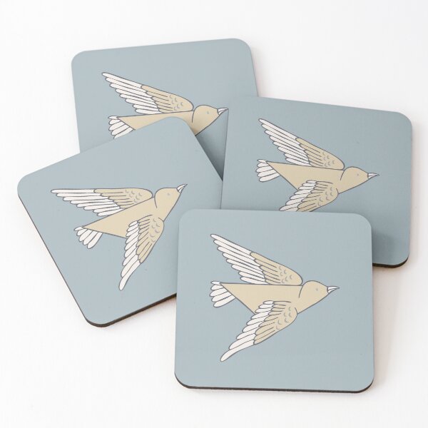 Item preview, Playful, flying, stylized birds - undirected - grey-blue designed and sold by colorofmagic.
