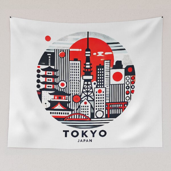 Item preview, Tokyo, Japan Cubism Art – Contemporary Travel Design designed and sold by OzzFrequency.
