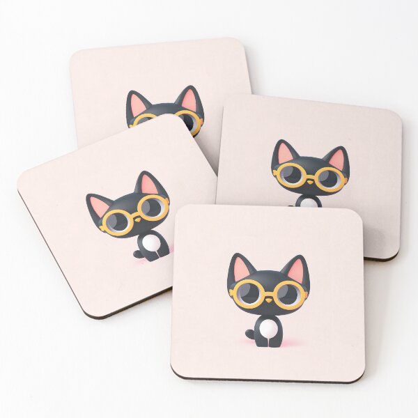 Item preview, Black Cat With Yellow Glasses Cartoon Design designed and sold by GoldenTealArts.