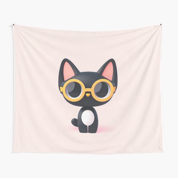 Artikel-Vorschau von Schwarze Katze mit gelbem Brillen-Cartoon-Design, designt und verkauft von GoldenTealArts.