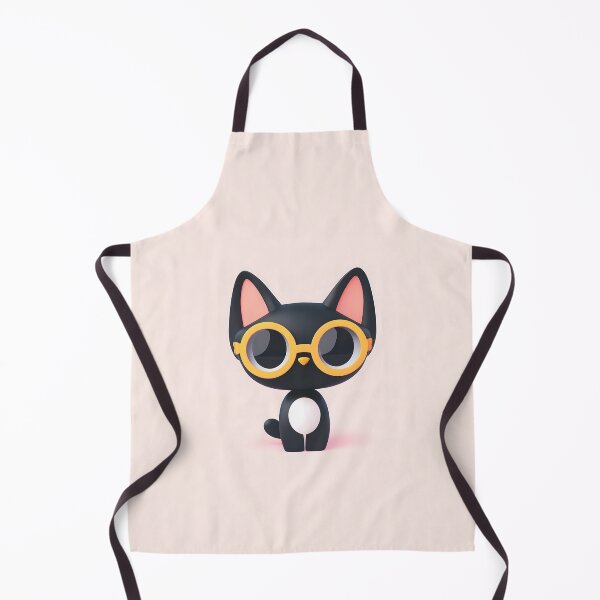 Item preview, Black Cat With Yellow Glasses Cartoon Design designed and sold by GoldenTealArts.