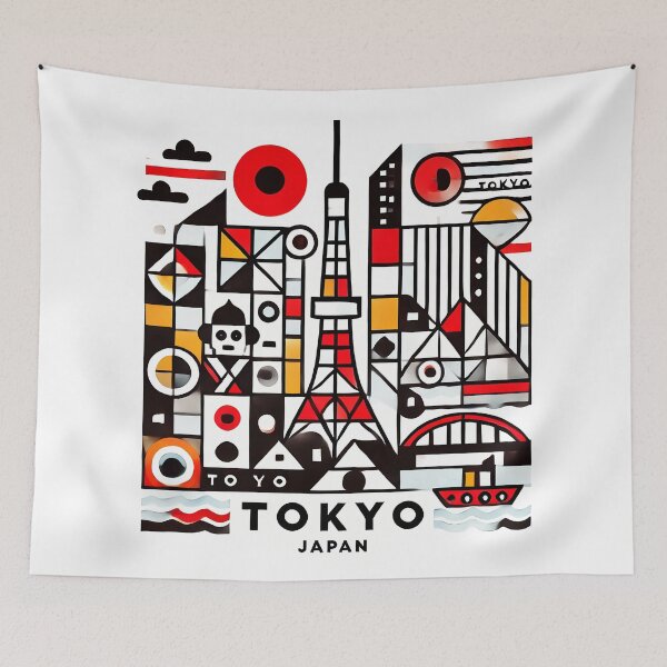Item preview, Tokyo, Japan Cubism Art – Contemporary Travel Design designed and sold by OzzFrequency.