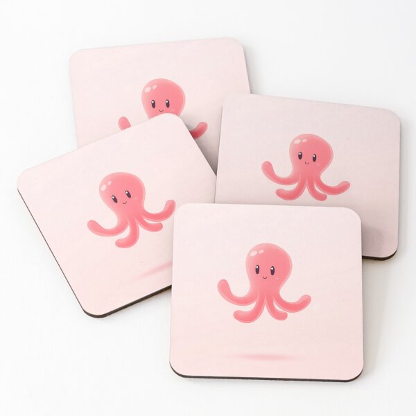 Item preview, Pink Octopus Cartoon Illustration designed and sold by GoldenTealArts.