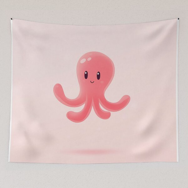 Item preview, Pink Octopus Cartoon Illustration designed and sold by GoldenTealArts.