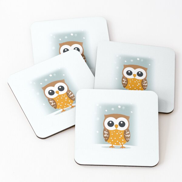 Item preview, Cute Owl Illustration with Winter Snow Scene designed and sold by GoldenTealArts.