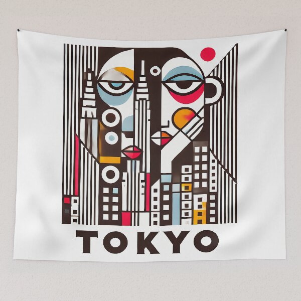 Item preview, Tokyo, Japan Cubism Art – Contemporary Travel Design designed and sold by OzzFrequency.