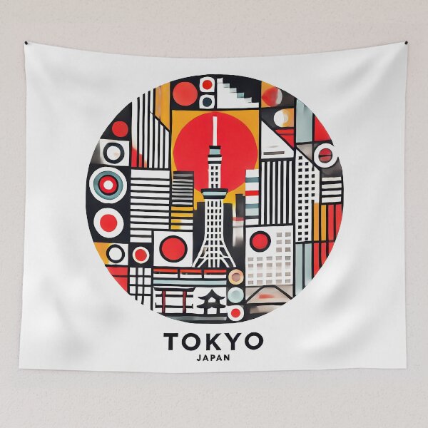 Item preview, Tokyo, Japan Cubism Art – Contemporary Travel Design designed and sold by OzzFrequency.
