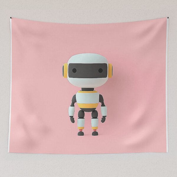 Item preview, Cute Minimalist Robot on Pink Background designed and sold by GoldenTealArts.