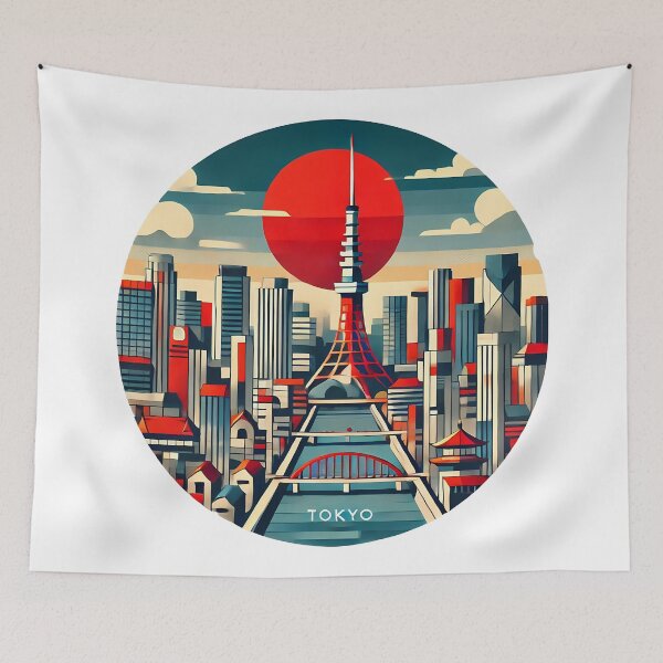 Item preview, Tokyo, Japan Cubism Art – Contemporary Travel Design designed and sold by OzzFrequency.