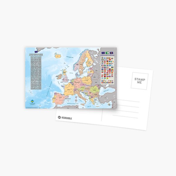 Aperçu de l'œuvre "United States of Europe" : Carte de l'Europe fédérale (version pastel avec futurs Etats) créée et vendue par Multinatio.