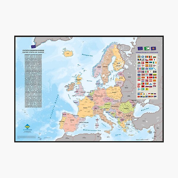 Item preview, "United States of Europe" : Carte de l'Europe fédérale (version pastel avec futurs Etats) designed and sold by Multinatio.