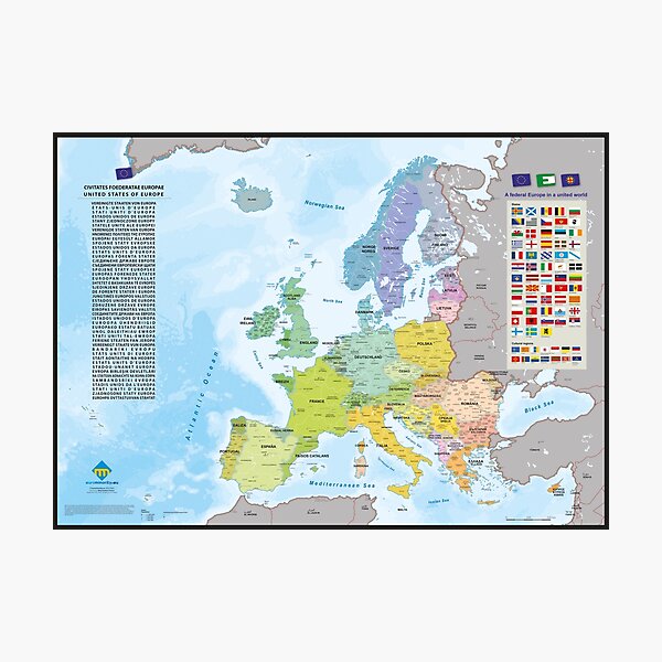 Item preview, "United States of Europe" : Carte de l'Europe fédérale (version couleurs avec futurs Etats) designed and sold by Multinatio.