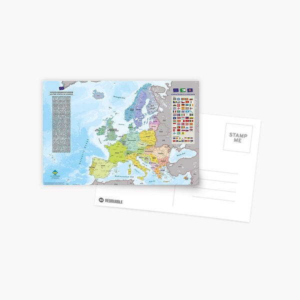 Aperçu de l'œuvre "United States of Europe" : Carte de l'Europe fédérale (version couleur) créée et vendue par Multinatio.