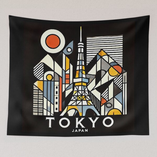 Item preview, Tokyo, Japan Cubism Art – Contemporary Travel Design designed and sold by OzzFrequency.