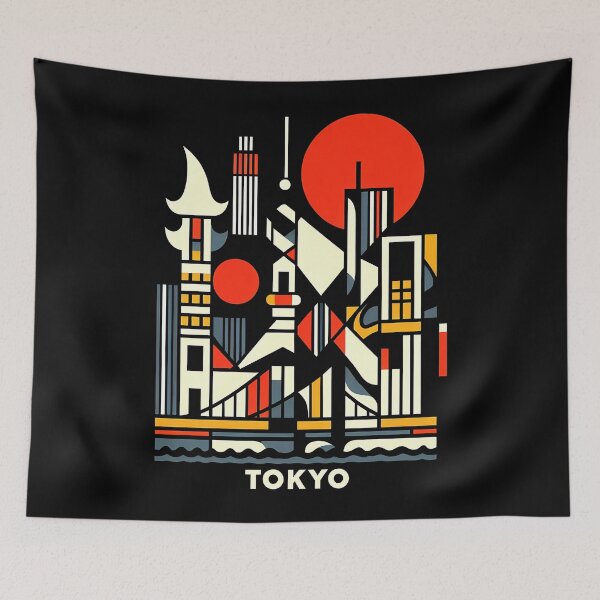 Item preview, Tokyo, Japan Cubism Art – Contemporary Travel Design designed and sold by OzzFrequency.