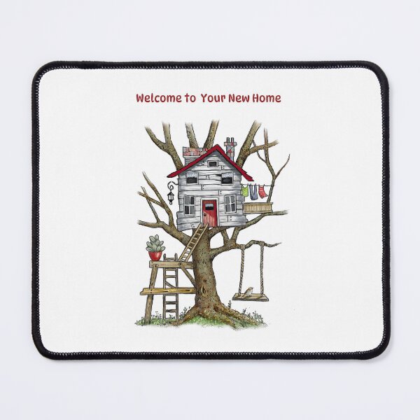 Item preview, Welcome to New Home with Crooked Tree House Illustration designed and sold by JoyfulWhimsy.