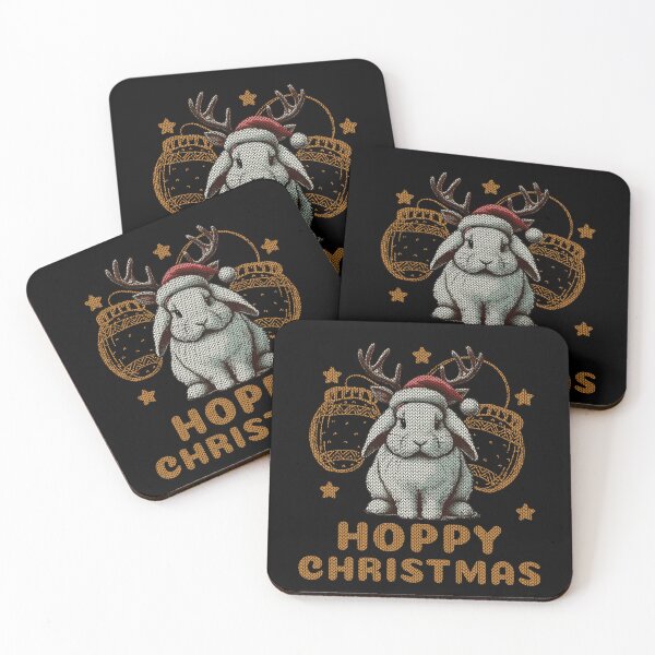 Item preview, Hoppy Christmas Funny Bunny With Reindeer Antlers designed and sold by LuminOrb.