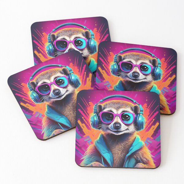 Item preview, Meerkat in Headphones and Shades Synthwave  designed and sold by Boxing Kangaroo Retail Company.
