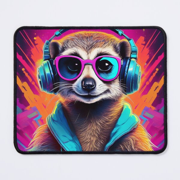 Item preview, Meerkat in Headphones and Shades Synthwave designed and sold by Boxing Kangaroo Retail Company.