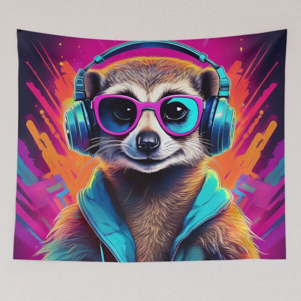 Item preview, Meerkat in Headphones and Shades Synthwave  designed and sold by Boxing Kangaroo Retail Company.