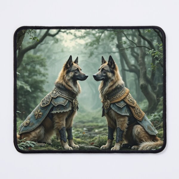Item preview, A whimsical 3D pattern background featuring Irish Wolfhounds as ancient Celtic warriors,adorned with traditional armor and standing in a misty forest,ideal for fantasy-themed pet designs. designed and sold by AlwaysHome.