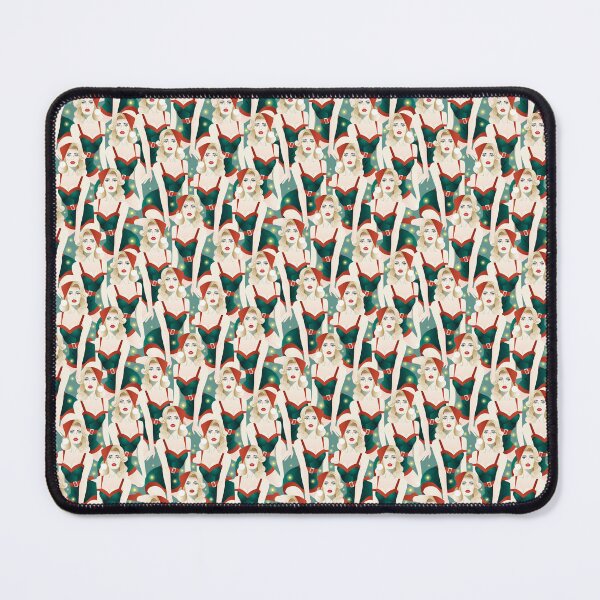 Item preview, girl in a Christmas hat with a flashlight seamless pattern designed and sold by Kosinskaya.