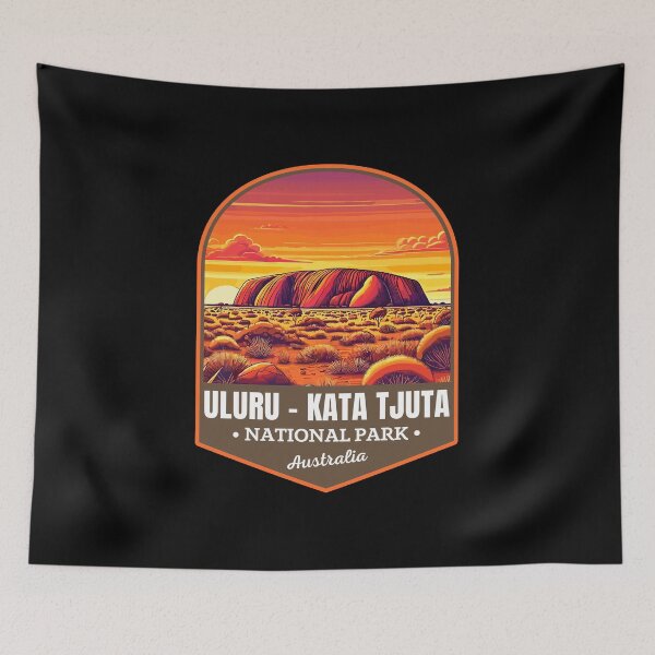 Item preview, Uluru-Kata Tjuta National Park in Australia Retro Travel Art Emblem designed and sold by MaateoDesign.