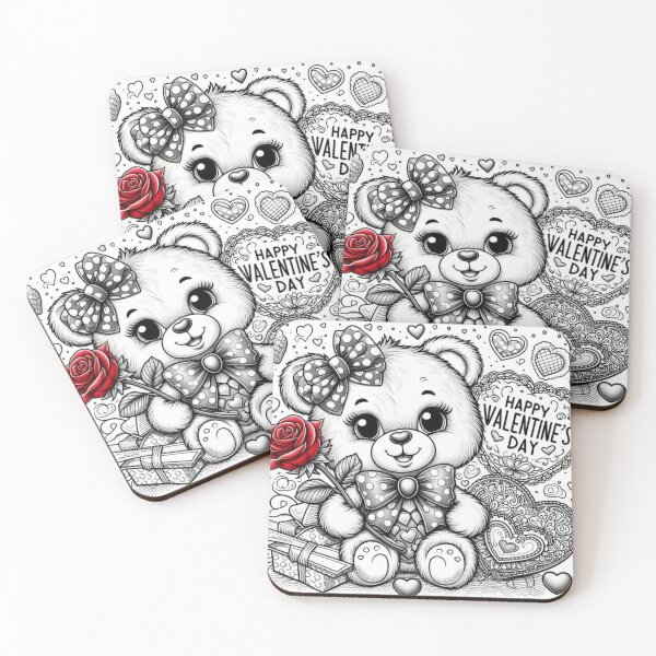 Item preview, Adorable Teddy Bear Valentine's Day Coloring Page designed and sold by Colorten.