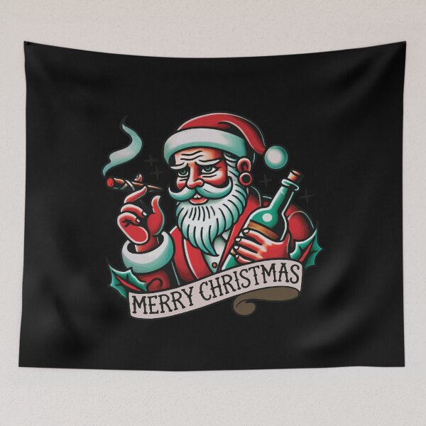 Item preview, Tattoo Style Merry Christmas Santa Vibe designed and sold by LuminOrb.