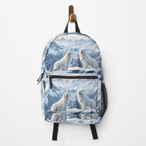 Item preview, A serene 3D pattern background featuring Great Pyrenees as mountain guardians,standing atop a snowy peak with a majestic view,ideal for calming pet-themed designs. designed and sold by AlwaysHome.