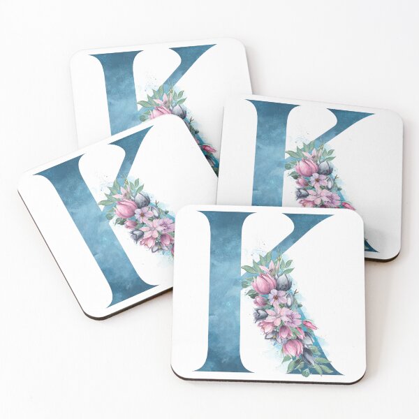 Item preview, Letter K Initial Or Monogram With Watercolor Flowers Photographic Print designed and sold by KreativniUm.