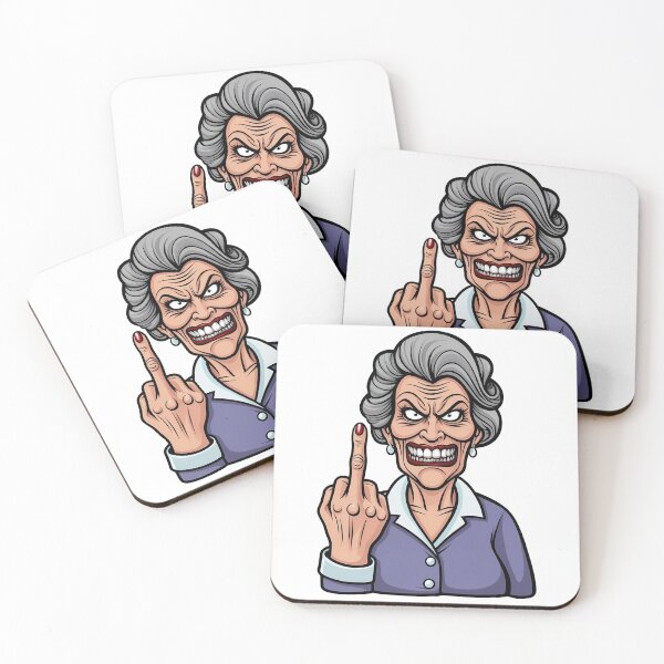 Item preview, Older lady shows middle finger designed and sold by HolaJosephina.