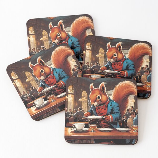 Item preview, Red Squirrel as an exuberant waiter in a Parisian restaurant designed and sold by Colin Bentham.