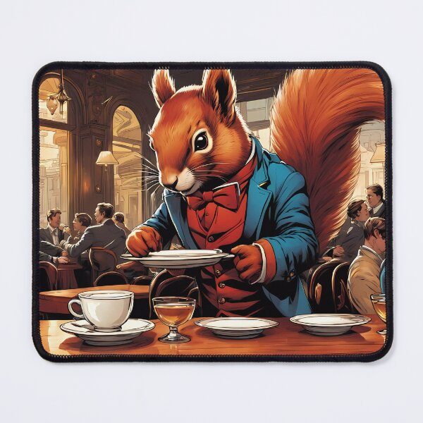 Item preview, Red Squirrel as an exuberant waiter in a Parisian restaurant designed and sold by Colin Bentham.
