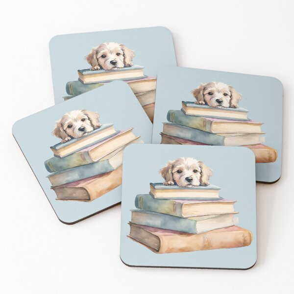 Item preview, Dog and Books,  Cute dog sitting on books, Cute Dog,  Books Lover,  designed and sold by KolorellaS.