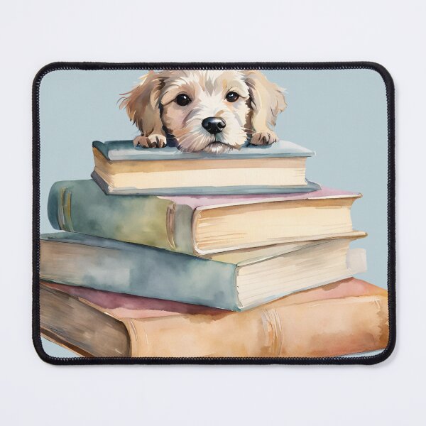 Item preview, Dog and Books, Cute dog sitting on books, Cute Dog, Books Lover, designed and sold by KolorellaS.