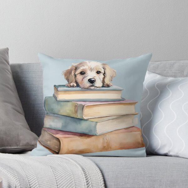 Item preview, Dog and Books,  Cute dog sitting on books, Cute Dog,  Books Lover,  designed and sold by KolorellaS.