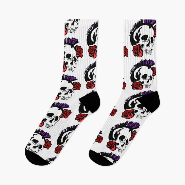 Item preview, Purple Mohawk Distressed Skull with Red Roses designed and sold by Shiraufa.