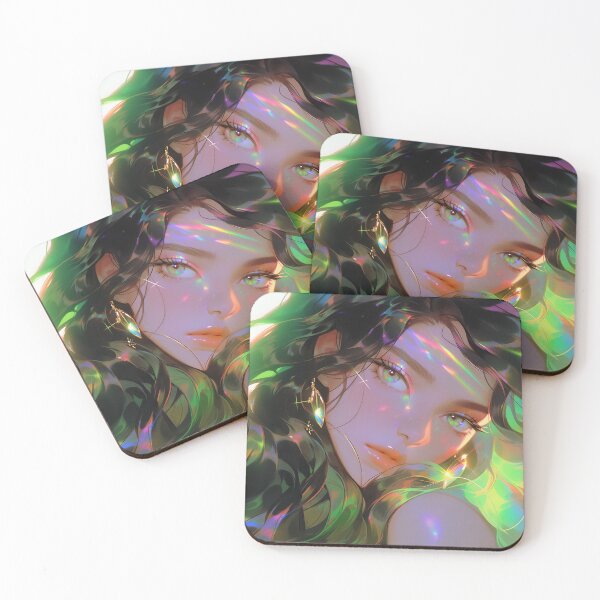 Item preview, Glamorous Emerald Shimmer Anime Girl designed and sold by bubblegoth.