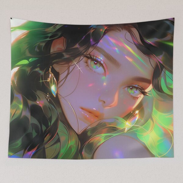 Item preview, Glamorous Emerald Shimmer Anime Girl designed and sold by bubblegoth.