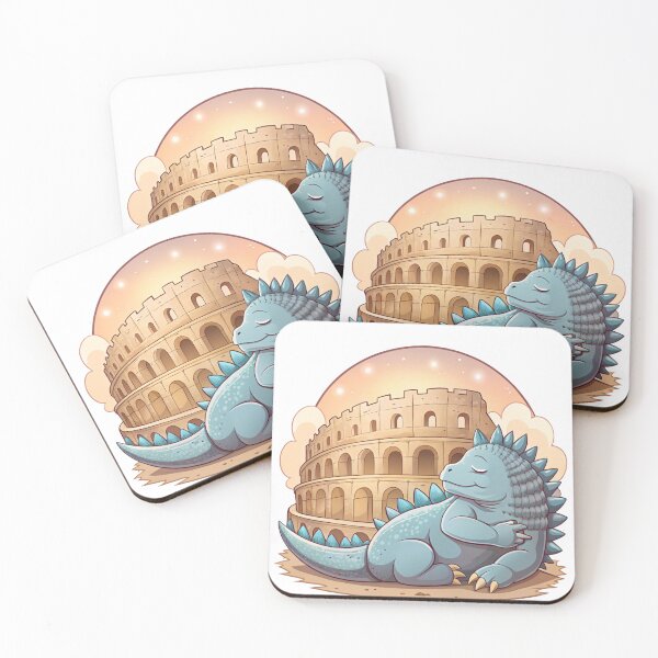 Item preview, Adorable Sleepy Godzilla in a Cozy Colosseum - Cartoon Style designed and sold by sabily.