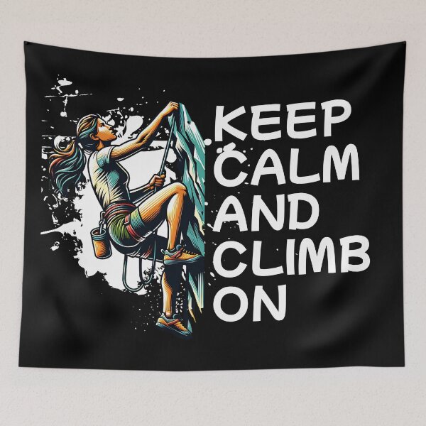 Item preview, Keep calm and climb on - rock climbing  woman designed and sold by EvergreenWhimsy.