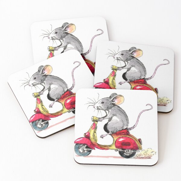Artikelvorschau, Maus auf einem Moped entworfen und verkauft von Scribbles & Doodles by Jinx.