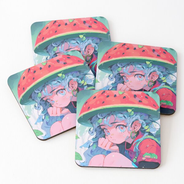 Item preview, Kawaii Pastel Watermelon Anime Girl designed and sold by bubblegoth.
